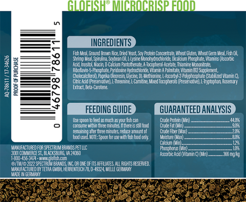 GloFish® Microcrisp Food Label